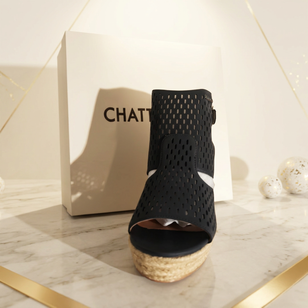 Chattawak Danube Noir · Sandalia Cuña Negra — Talla 40 - miniatura 3