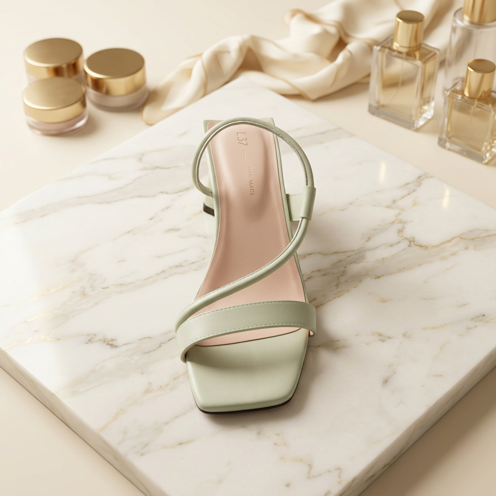 In Love Sandalias Tacón Bajo · Verde Agua — Talla 37