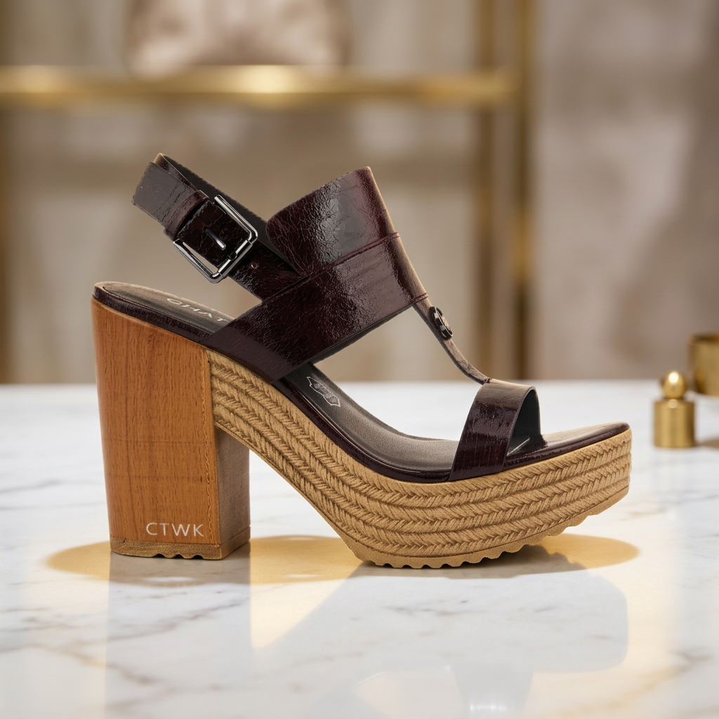 Chattawak Hanna · Sandalia de Plataforma Burdeos — Talla 37