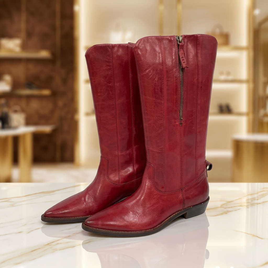 Free People · Allistar Botas Altas de Punta Rojas (Chili Pepper) — Talla 40