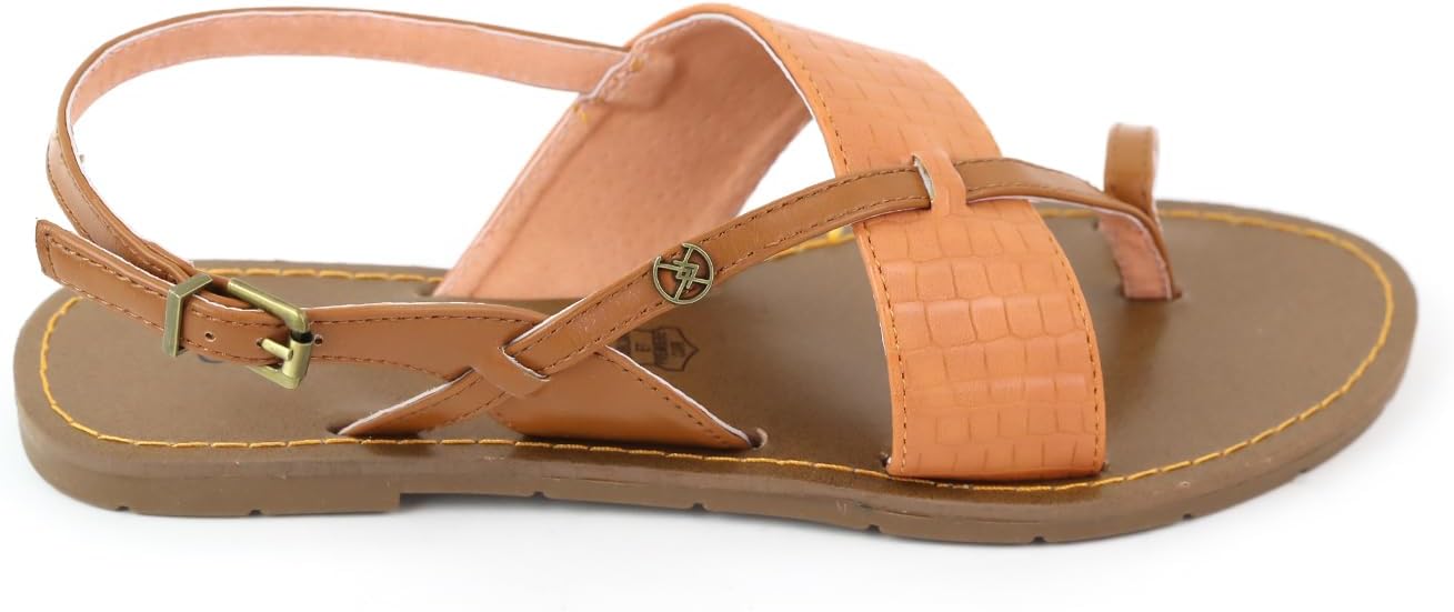 Chattawak Otavi · Sandalia Plana de Dedo Naranja — Talla 38 - miniatura 3