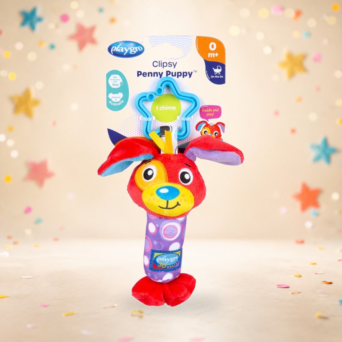 Playgro Clipsy Penny Puppy · Pack de 20 sonajeros de peluche para bebé, 0 m+ - miniatura 2